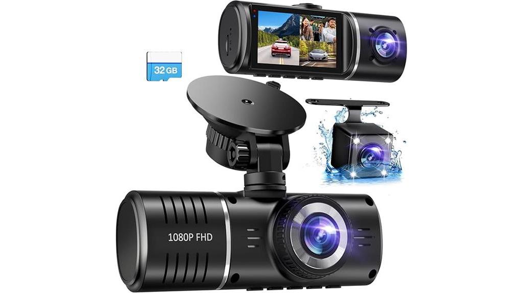 three channel dash camera bundle